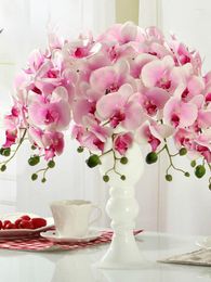 Decoratieve bloemen 11 uds phalaenopsis kunstmatige bloemen 78cm 7 cabezas de seda decoracion para boda casa el fiesta jardin