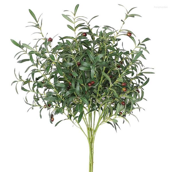 Flores decorativas 110cm/95cm hojas verdes de olivo artificiales ramas de árboles frutas de Navidad plantas de seda Po accesorios decoración de la boda del hogar