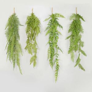 Decoratieve bloemen 110 cm kunstmatige planten groene wijnstok plastic rotan hangende bladeren chrismas huiskamer decoratie bruiloft feest kerstmuur