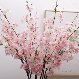 Fleurs décoratives 110 cm de long Cherry Blossom Artificial Tree Branch Fake Plant for Home Party Decoration Mariage Pographie Cadeaux