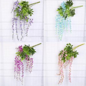 Fleurs décoratives 110 cm de long plantes de simulation verte feuille fausse vigne vigne artificielle fleur de fleur feuillage feuillage quitte le jardin de mariage à la maison