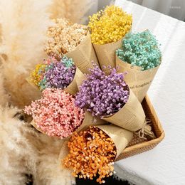 Flores decorativas 110g Natural Dry Gypsophila Dry Baby Breath Ramos Ramas Decoración nórdica para el hogar Accesorios de boda Día de San Valentín