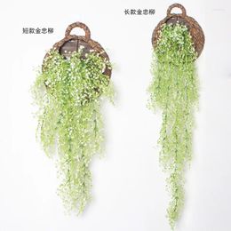 Decoratieve bloemen 115cm Golden Bell Willow Wall hangende simulatie Plant Decoratie mand Orchid Vine Plastic kunstmatige bloem