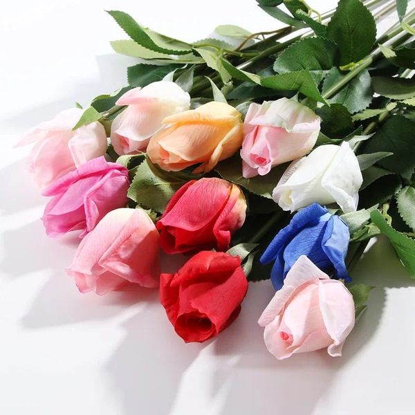 Fleurs décoratives 11pcs (11pcs / lot) Rose fraîche rose artificielle Real Touch Floral Home Decorations pour l'anniversaire de fête de mariage