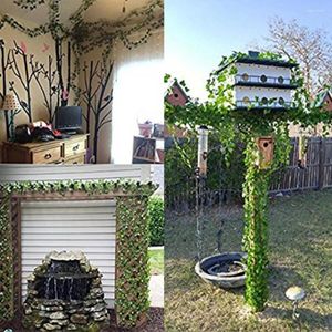 Decoratieve bloemen 12/24 stks Ivy groene nepbladeren Garland Plant Vine gebladerte Home Decor Hanging Plastic Rattan String Wall Artificial Plants