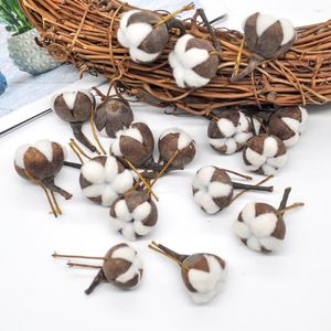 Flores decorativas 12 Kapok artificial Simulación seca natural Algodón Sala de bodas Suministros de decoración de Pascua DIY Corona Ramo Caja de regalo