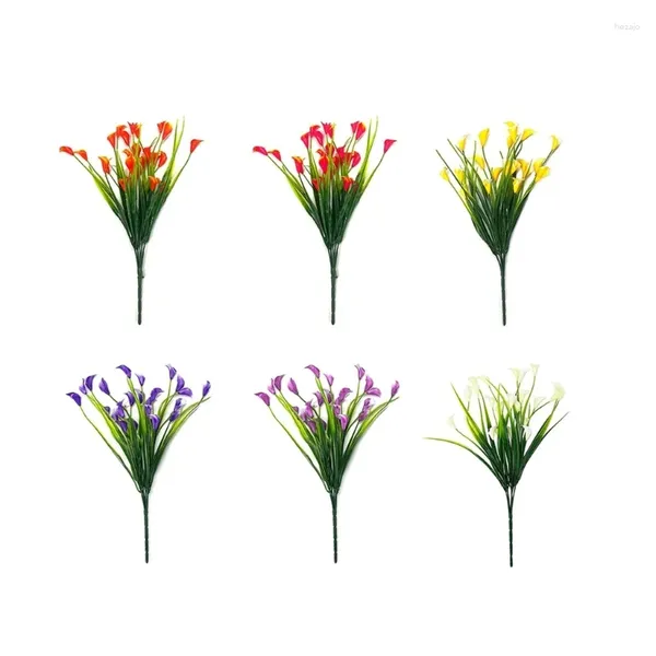 Fleurs décoratives 12 paquets 6 couleurs Calla artificielle fausse fleur en plastique pour tentures extérieures jardinière maison jardin décoration 87HA