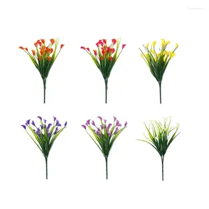 Fleurs décoratives 12 paquets 6 couleurs fausse fleur pour extérieur et décoration intérieure en plastique UV résistant vase jardin en gros