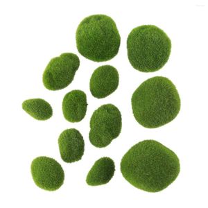 Flores decorativas 12 piedras verdes de piedra de musgo artificial para frasco de vidrio estabilizado