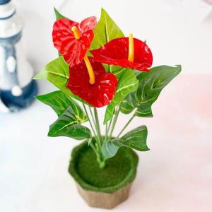 Fleurs décoratives 12 têtes Anthurium attrayant alternative faux décor floral de l'usure de plante en plastique résistant à la plante salon