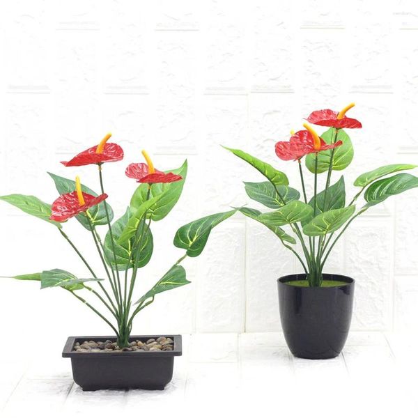 Fleurs décoratives 12 têtes artificielles anthurium alternative alternative fausse fleur fleuriste décor floral plante émulationnal en plastique