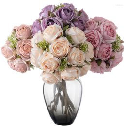 Fiori decorativi 12 teste peonia artificiale rosa tea camelia fiori finti di seta per la decorazione di nozze del giardino domestico fai da te