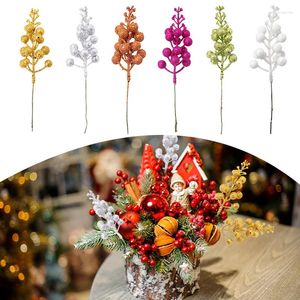 Decoratieve bloemen 12 verpakkingen Kunstkerstmis Glitter Bessen Stengels Kerstboomkrans DIY Decor Tuindecoratie