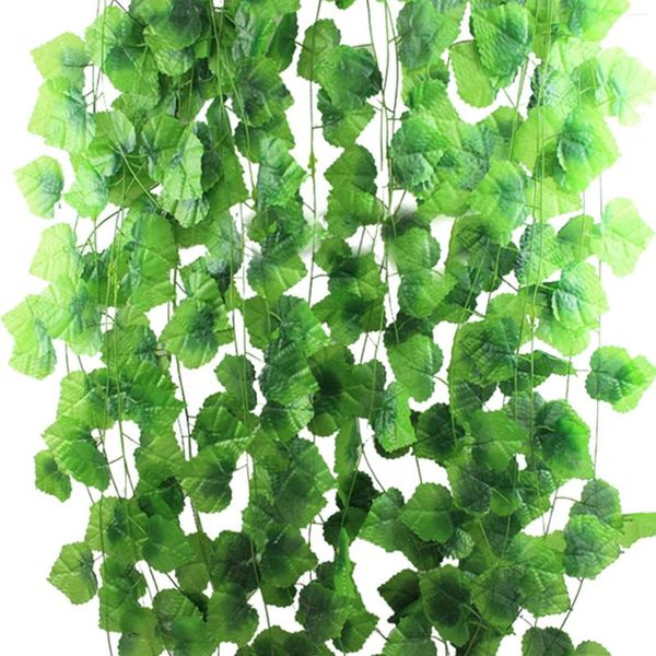 Fleurs décoratives 12 pièces 2,4 m Simulation artificielle feuilles de vigne vertes feuillage végétal pour bricolage guirlandes artisanat bandes de cheveux décoration mur