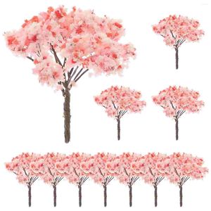 Decoratieve bloemen 12 stuks architectonisch boommodel mini-plantendecor kunstmatige kersenbloesemdecoraties