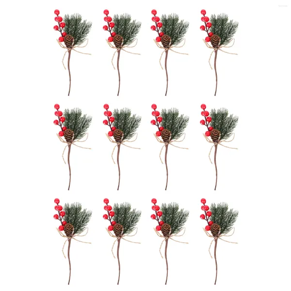 Fleurs décoratives 12 pcs Berries artificielles Consiements de pin de Noël décor de Noël POP