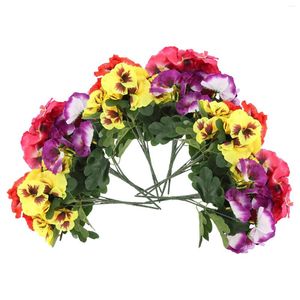 Fleurs décoratives 12 pièces fleur artificielle simulation plante décor réaliste lavande faux plastique pensées vases en tissu de soie maison