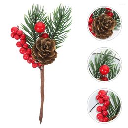 Fleurs décoratives 12 pièces pomme de pin artificielle décorations d'arbre de noël ornements Simulation tiges florales plantes baies pour fleur en mousse