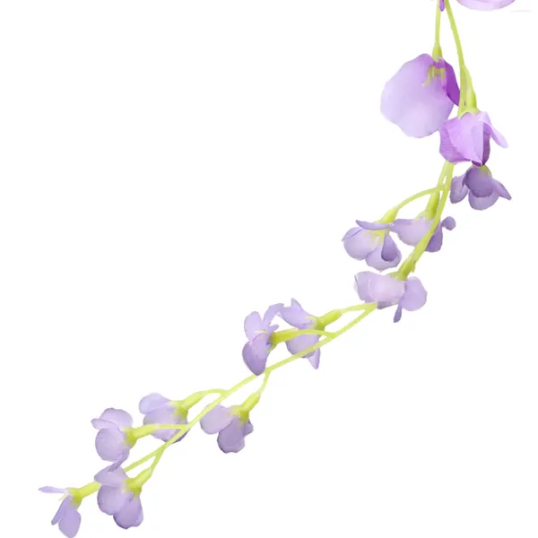 Flores decorativas 12 piezas de glicina artificial, hiedra, enredadera colgante, guirnalda de flores de seda sintética, decoración de arco de boda púrpura, hoja de planta falsa