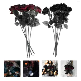 Fleurs décoratives 12 PCS Black Rose Halloween DÉCORATIONS DE MODIALES MODÈLE ORNAMENT