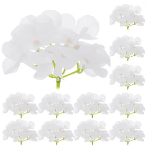 Fleurs décoratives 12 pièces décor tête d'hortensia artificielle fleur de mariage tissu en soie pour la décoration Table à manger en plein air blanc