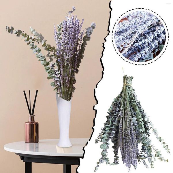 Flores decorativas, 12 Uds., tallos secos conservados, manojos de lavanda para ducha, estrella de hojas de 18 pulgadas