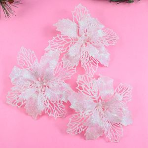 Flores decorativas 12 piezas hueco artificial al aire libre árbol de Navidad simulación colgante decoraciones corona ornamento