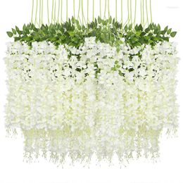 Decoratieve bloemen 12 pc's/perceel 110 cm Wisteria Artificial Flower Silk Vine slinger Hanging For Wedding Party Garden Outdoor Greenery Office