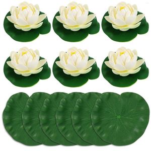 Fleurs décoratives 12 pièces accessoires d'étang décorations de fleurs flottantes Simulation grenouille bijoux Faux plantes artificielles d'extérieur été Diwali