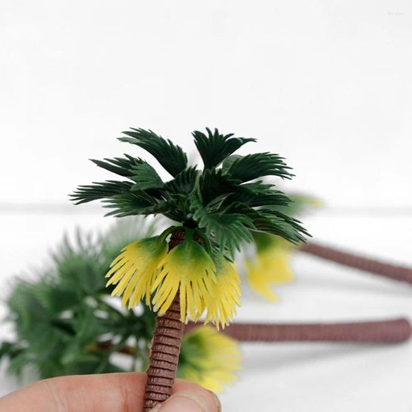 Fleurs décoratives 12 pièces, ornements d'arbre, modèles de paysage à faire soi-même, décorations de plantes, cocotiers miniatures en plastique d'intérieur pour enfant