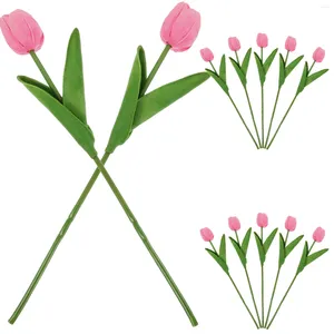 Fleurs décoratives 12 Pcs Tulipe Bouquets De Fleurs Artificielles Tulipes Réalistes De Mariage Faux Ornement Simulation Ornement Scène Mise En Page Prop