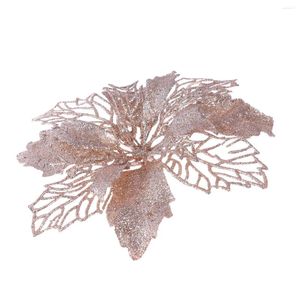 Decoratieve bloemen 12 stuks Winter Rose Gold Decoraties Glitter Kerstbloem Poinsettia