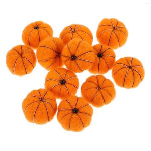 Fleurs décoratives 12 pcs laine feutre citrouille de Noël décor suspendu ornement ornement halloween guirlande décorer mini pom pom décorations