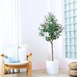 Flores decorativas de 120-180 cm plantas de árbol de oliva artificial tropical hojas de rama falsas planta de falso de seda topiaria para casas decoración de la oficina