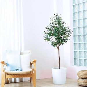 Fleurs décoratives 120-180 cm plantes d'olivier artificielles tropicales Fausses de branche Fausses Topiary Silk fausse plante pour le bureau du bureau de la boutique Home