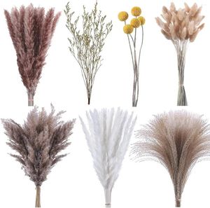 Fleurs décoratives 120 PCS Pampas séchés Grass Bouquet Fluffy Dry Pompous Tails For Home Boho Room Farmhouse décor de mariage décorations de mariage