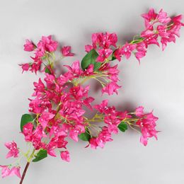 Decoratieve bloemen 120 cm kunstzijde bougainvillea takken faux roze rood met ijzerdraadstelen voor bruiloftsdecoratie