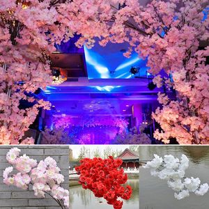 Fleurs décoratives 120 cm grand cryptage soie fleur de cerisier fleur artificielle arche de désherbage décoration toile de fond branche glycine vigne pêche