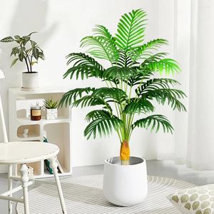 Fleurs décoratives 120 cm Grande plante tropicale artificielle fausse ramification de la noix de coco en plastique de palmier vert pour le salon