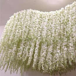 Fleurs décoratives de 120cm de Long, vigne de glycine artificielle, 140 cordes de fleurs, Simulation de paysage de scène en Studio de mariage