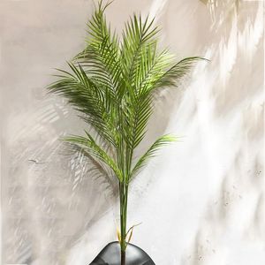 Fleurs décoratives 125-80 cm grandes Branches de plantes de palmier artificielles fausses plantes feuilles accessoires de décoration de maison jardin salle bureau
