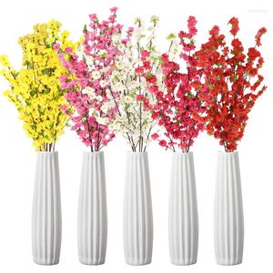 Decoratieve bloemen 125 cm kunstmatige perzik bloesem plastic tak simulatie plant bloemboeket bruiloft feest arrangement decoratie