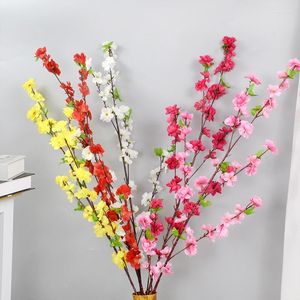 Decoratieve bloemen 125 cm zijde bloem kunstmatige kersen veer pruimen perzik bloesem tak huis eetkamer diy bruiloft feestdecoratie