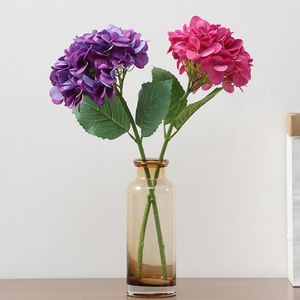 Fleurs décoratives 12 couleurs soie artificielle hortensia vraie touche fausses plantes en plastique pour la maison mariage bureau vacances décor