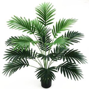 Fleurs décoratives 12 têtes plante artificielle verte feuille de palmier en plastique branche d'arbre tropical fausses plantes jardin de maison ne comprend pas le Pot