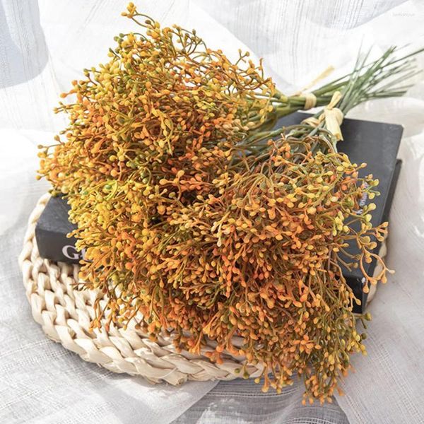 Fleurs décoratives 12pc Babysbreath artificiel plein de haricots étoiles dans le paquet orange pour le salon Table de la table de mariage plante de décoration
