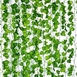 Decoratieve bloemen 12 stks 2m lvy groene nepbladeren Garland planten Vine gebladerte Home Decor Plastic Rattan String Wall Wedding Artificial Plants