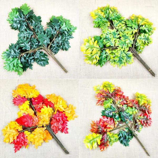 Fleurs décoratives 12pcs 65 cm en chêne artificiel feuilles de fleur branche pour fond de plante fond de mariage jardin de maison