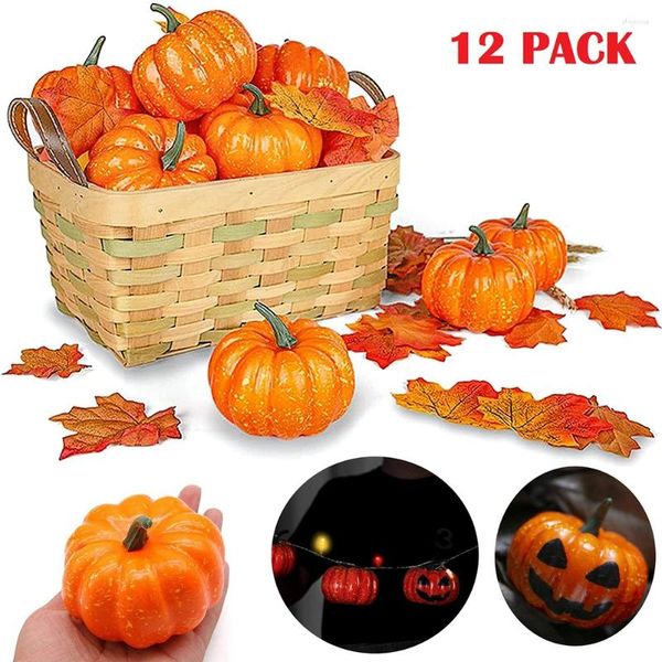 Fleurs décoratives 12pcs 6cm Halloween Artificial Pumpkin Decoration Molation Simulation Fake Mini Fall Pumpkins Party for Home