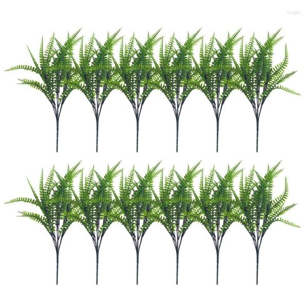 Fleurs décoratives 12pcs Allyear Round Artificial Fern Grass Outdoor Decor intérieur Plant en plastique